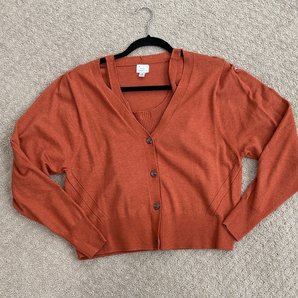 a new day Women's Rust Cardigan & Tank Set